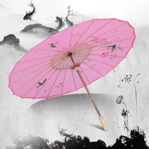 Vista 5 de HEALLILY Paraguas japonés chino de papel al óleo, sombrilla para bailar Umberlla, accesorios de fotografía para adultos o niños (rosa)
