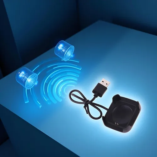 Vista 7 de Cable de carga negro para reloj inteligente HW22, cargador de reloj inteligente, magnético, soporte de muelle, cables adaptadores de cable USB