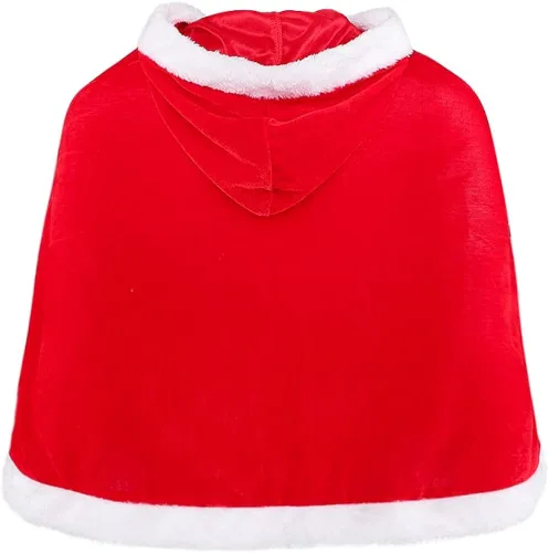 Vista 3 de XGOPTS Capa de terciopelo rojo de Navidad, capa de la señora Santa Claus, bata de Halloween, carnaval, disfraz de cosplay (rojo con capucha)