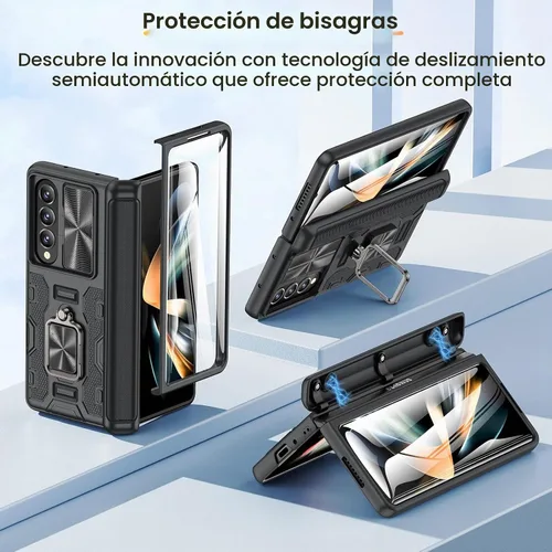Vista 3 de VEGO Funda para Galaxy Z Fold 4 con Cubierta de Cámara Deslizante y Protección de Bisagra Funda con Protector de Pantalla Soporte Magnético de 360°
