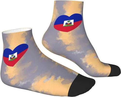 Vista 3 de Love Haiti Flag Hayti Heart Ankle Socks Winter Low Cut Sports Warm Comfort Breathable Casual Socks For Mens And Womens