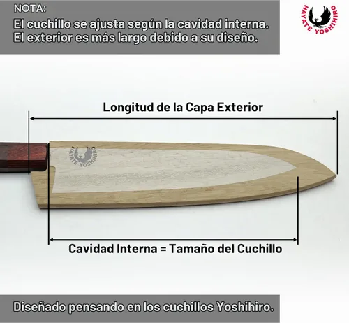 Vista 4 de Yoshihiro Protector magnético de hoja de madera de roble Saya para cuchillo Gyuto 8.25 IN (8.268 in)