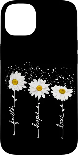 Vista 15 de Funda para iPhone 14 Pro Max Faith Hope Love para regalo, diseño de margaritas blancas