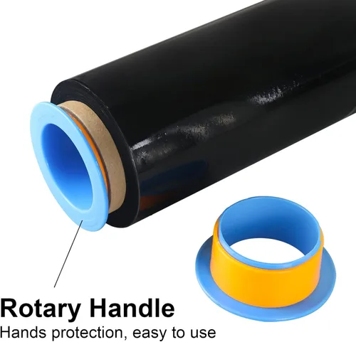 Vista 4 de BOMEI PACK Envoltura retráctil negra, resistencia industrial con mango de plástico de 18 pulgadas x 1000 pies, calibre 80, paquete de 2, envoltura