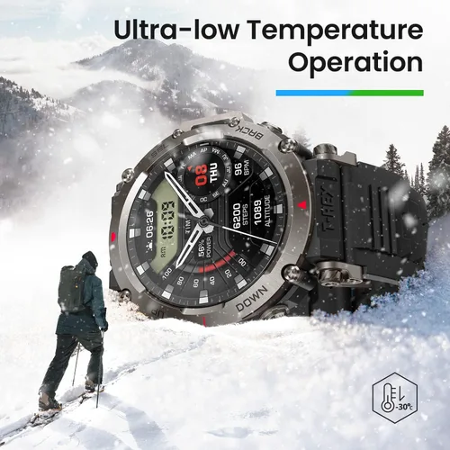 Vista 8 de Amazfit T-Rex - Reloj ultra inteligente de 1.77 pulgadas para hombre, batería de 20 días, apnea de 98.4 ft, GPS de doble banda, resistente al barro