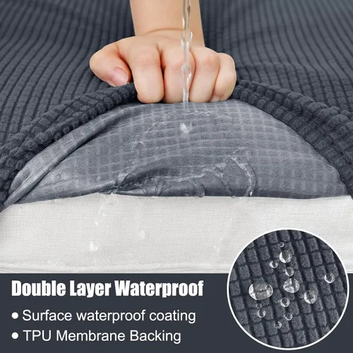 Vista 2 de Smiry Fundas de cojín impermeables para sofá, fundas de cojín de jacquard elástico, lavables, fundas de cojín gruesas para sofá, protector de Gris
