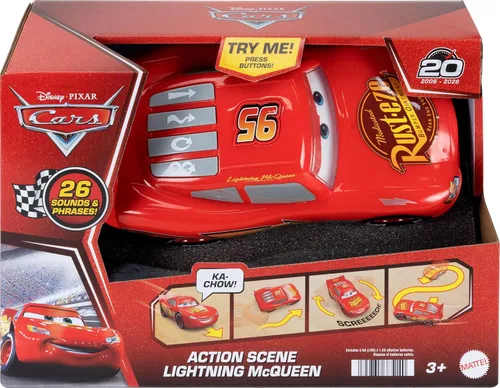 Vista 6 de Mattel Disney y Pixar Cars escena de acción Rayo McQueen Coche de juguete