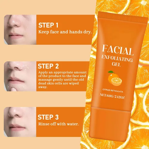 Vista 5 de Gel exfoliante facial, exfoliante hidratante de limpieza profunda con fórmula vegetal natural, rejuvenecimiento de la piel, exfoliante purificador