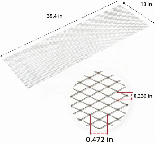 Vista 4 de AggAuto - Malla universal de 40 x 13 pulgadas para parachoques de auto, para parrilla de auto, de aleación de aluminio, con agujeros hexagonales