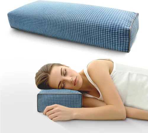 Vista 21 de Almohada ajustable de casco de trigo sarraceno para aliviar el dolor de cuello (21 x 8 x 4), almohada de enfriamiento natural para campamento