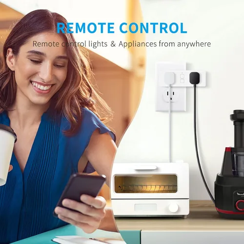 Vista 4 de Enchufe inteligente Matter Dual, funciona con Apple Home, Siri, Alexa, Google Home, SmartThings, toma inteligente 15A/1800W Max, automatización