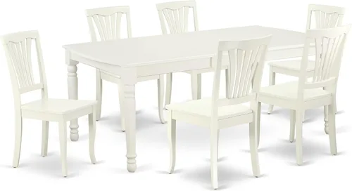 Vista 9 de East West Furniture DOAV9-BCH-LC - Juego de mesa de comedor de 9 piezas, incluye una mesa rectangular de madera con hoja de mariposa y 8 sillas