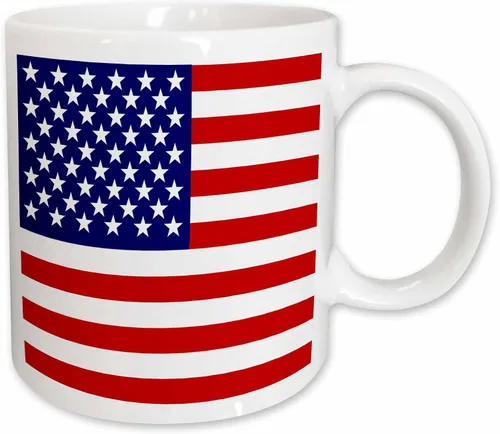 Vista 8 de 3dRose Bandera americana - Patriotic USA estrellas y rayas rojo blanco y azul - 4 de julio America Patriot 11oz taza negra bicolor