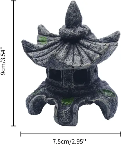 Vista 2 de Saim Decoración de estatua de linterna de pagoda zen para acuario, accesorios de jardín de resina, pagoda para acuario, pecera, decoración de paisaje