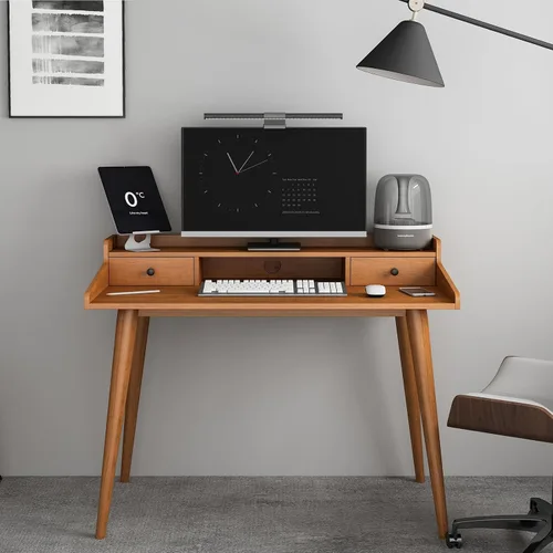 Vista 5 de Escritorio moderno de mediados de siglo, escritorio de madera para oficina en casa de 41 pulgadas, escritorio para computadora o computadora