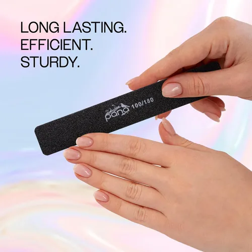 Vista 6 de PANA Lima de uñas Emery Jumbo de doble cara para manicura, pedicura, uñas naturales y acrílicas, color negro (grano 100/180), paquete de 50