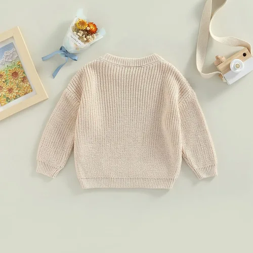 Vista 4 de Conjunto de Pascua para bebé niña, suéter de punto, cárdigan de manga larga con diseño de conejo, ropa de otoño e invierno