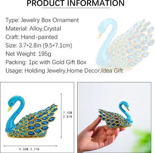 Vista 5 de YU FENG Caja de joyería de animales de cisne azul 2pcs