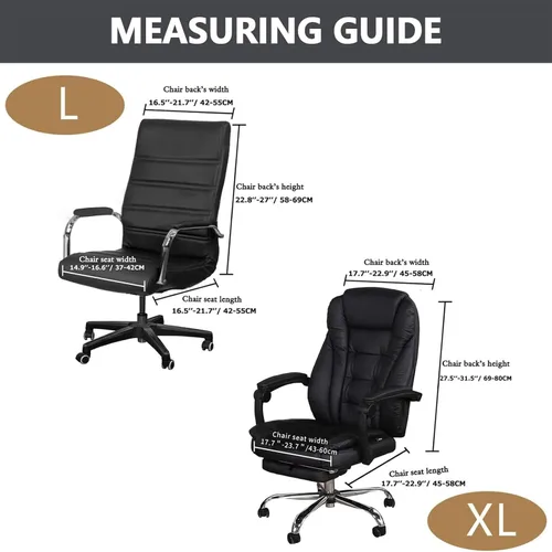 Vista 7 de Funda de terciopelo para silla de oficina y computadora para ejecutivos, beige, XL Stretchable, Cat Proof with Wheels, Armrest Protector for Pets