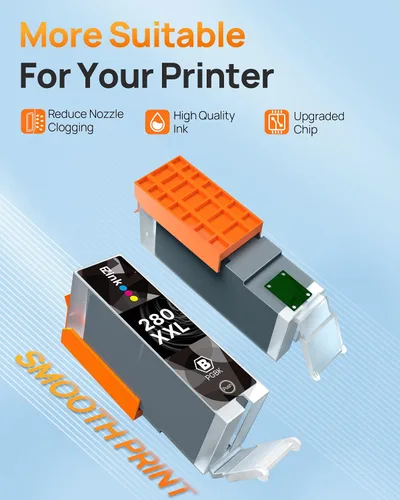 Vista 5 de Paquete de 4 cartuchos de repuesto de tinta 280 PGBK 280 XXL para Canon 280 PGBK PGI-280XXL PGI 280 XXL compatible con PIXMA TR8620a TR8622a TR8600