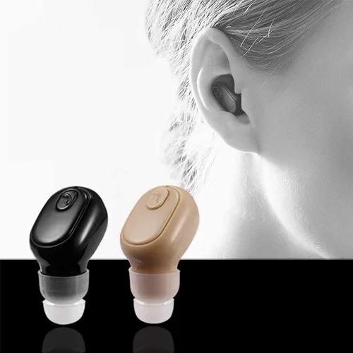 Vista 2 de SANWENYU - Auriculares inalámbricos Bluetooth de un solo oído con Bluetooth en la oreja Mini Invisible Bluetooth Auricular de negocios (marrón)