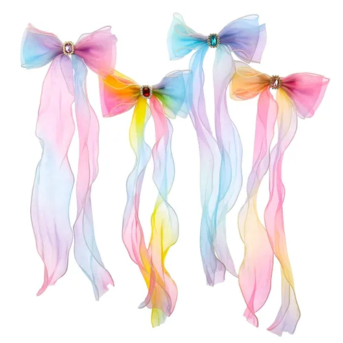 Vista 14 de 8 pinzas para el cabello para niñas, extensiones de cabello de arcoíris liso de animales para niños, accesorios para niñas pequeñas, colas