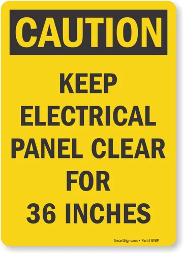 Vista 7 de SmartSign "Precaution - Keep Electric Panel transparente para 36 pulgadas, vinilo laminado de 3.5" x 5