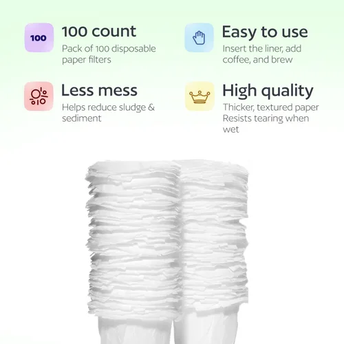 Vista 3 de 100 filtros desechables K Cup para Keurig reutilizables K, forros de papel de café para cápsulas recargables, café más suave, menos sedimentos