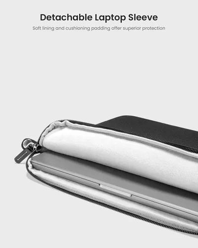 Vista 5 de tomtoc Bolsa de mano para laptop, bolsa de hombro resistente al agua de 15.6 pulgadas, gran capacidad con una funda separada para computadora