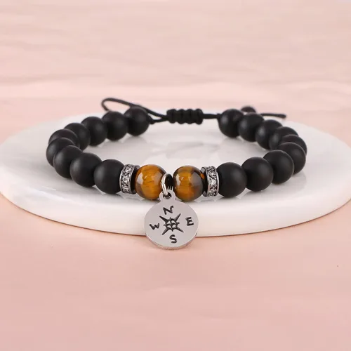 Vista 5 de Pulsera para hombre con diseño de ojo de tigre para hombre, novio, marido, papá, hijo, nieto, hermano, piedra natural, aniversario, Navidad