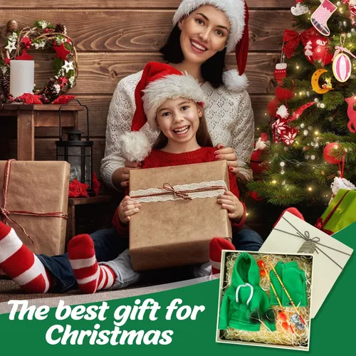 Vista 6 de Sotiff Juego de ropa de muñeca de pesca de Navidad, 12 piezas, ropa de muñeca de vacaciones, accesorios novedosos de pesca para panadero, accesorios