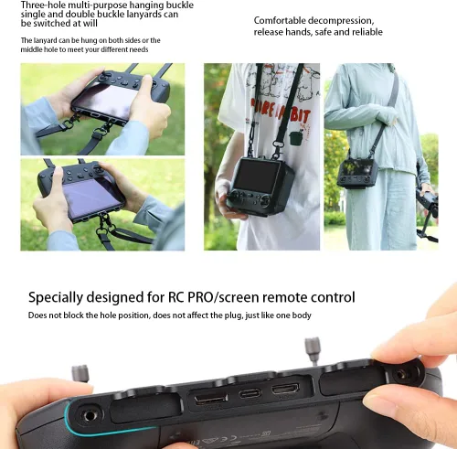 Vista 6 de Taoke D JI RC Pro Accesorios Correa de cuello ajustable de piel sintética, cordón con hebilla de aleación de aluminio CNC para controlador RC Pro