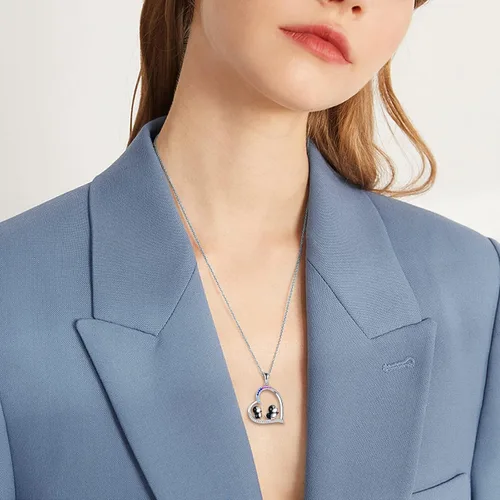 Vista 6 de YAFEINI Penguin Dog Gifts Sterling Silver Penguin Snowflake Necklace Heart Dog Pendant Jewelry for Women Girls Christmas Gifts
