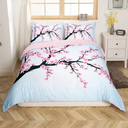 Vista 11 de Erosebridal Funda de edredón lavanda para niños, niñas, adultos, mujeres, funda de edredón de árboles verdes, tamaño individual, juego de ropa
