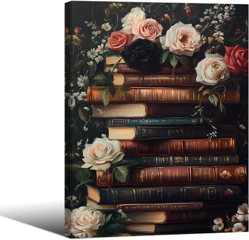 Vista 28 de Pósteres de Lienzo de Libros de Academia Oscura Carteles de Arte de Pared Botánico Floral de Ambiente Sombrío Pintura al Aceite Vintage Antigua