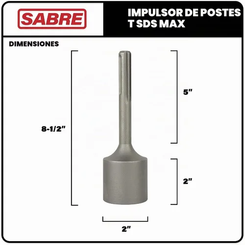 Vista 2 de SDS Max Shank T - Accesorio para atornillar postes en T con taladro de martillo giratorio, cabeza de 2 pulgadas de diámetro, controlador de poste