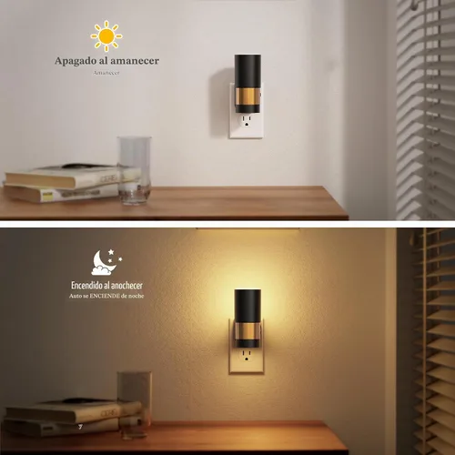 Vista 4 de JandCase - Luz nocturna enchufable, luz nocturna giratoria con 3 colores, regulable