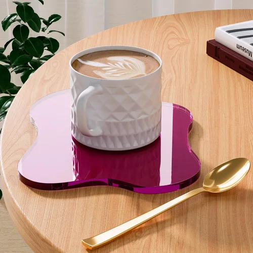 Vista 31 de Posavasos Decorativos de Acrílico, Posavasos Irregulares para Bar y Bebidas, Posavasos para Taza de Café con Forma de Nube Transparente, Perfecto
