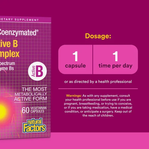 Vista 3 de Natural Factors BioCoenzymated Active B Complex, 60 Cápsulas