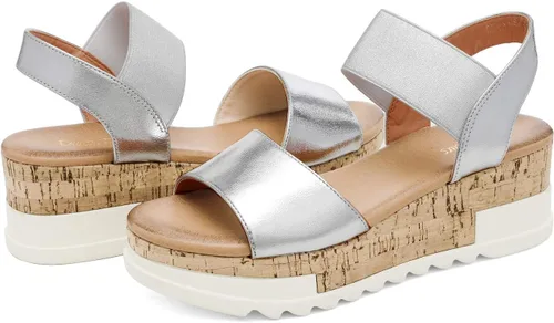 Vista 2 de DREAM PAIRS - Sandalias de plataforma planas para mujer con correa al tobillo y punta abierta