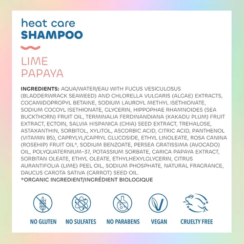 Vista 2 de Seaweed Bath Co. Champú para el cuidado del calor, aroma a papaya de lima, 12 onzas, algas cosechadas de forma sostenible, espino cerval de mar