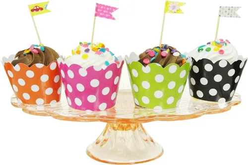 Vista 4 de AllyDrew Envolturas para cupcakes de lunares de tamaño estándar (juego de 20), color negro