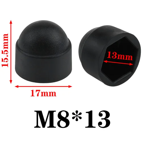 Vista 2 de AYLIFU 25 tapas protectoras de tuerca hexagonal de plástico negro M8; cubiertas hexagonales M8x13mm
