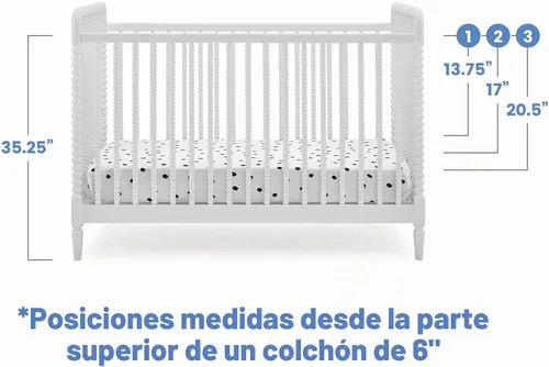 Vista 7 de Delta Children Cuna convertible 4 en 1 Saint - Certificado Greenguard Gold, Bianca White Bianca Blanco