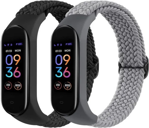 Vista 9 de Meliya Bandas de nailon para Amazfit Band 5 correas de repuesto para mujeres y hombres, paquete de 2 correas deportivas de nailon suave compatibles
