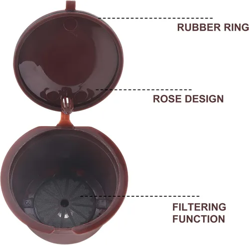Vista 5 de Cápsula de café reutilizable para cafeteras Nescafe Dolce Gusto, paquete de 6 filtros de cápsulas de café coloridos recargables con cepillo