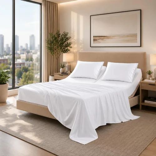 Vista 39 de SGI bedding Sábana Queen de 28 pulgadas con cabecera flexible y parte superior dividida, 100% algodón egipcio - 600 número de hilos, sábanas de 01