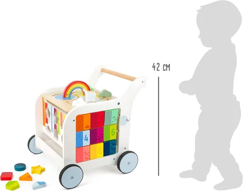 Vista 9 de Small Foot Wooden Toys - Andador de elefante dulce prémium y centro de actividades 5 en 1 diseñado para niños pequeños de 12 meses en adelante