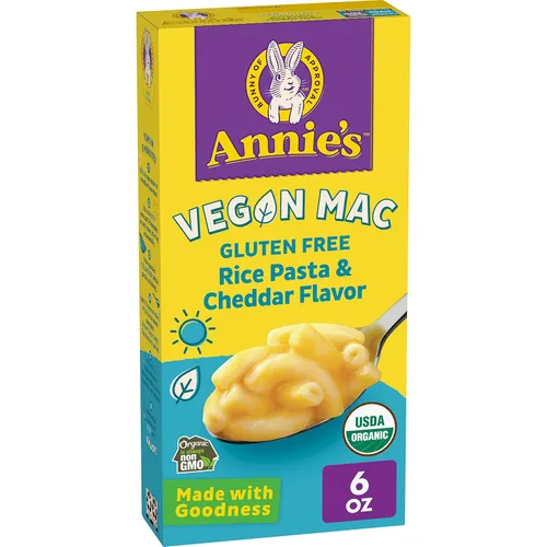 Vista 11 de Annie’s Macarrones y queso vegano con arroz y sabor a cheddar con pasta orgánica sin gluten, 6 onzas (paquete de 12)