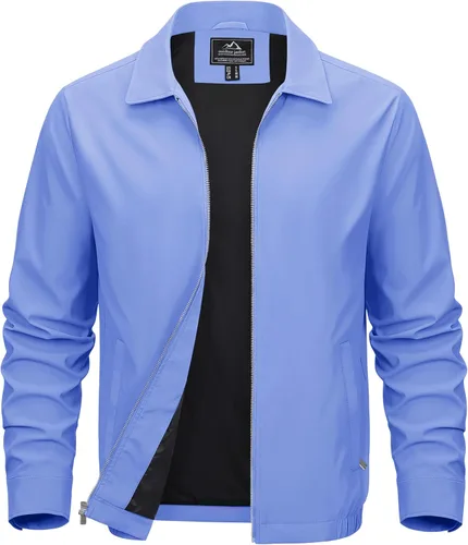Vista 13 de MAGCOMSEN Chaquetas Ligeras para Hombre con Cremallera Completa Abrigo Ligero Chaqueta de Cuello Extendido Chaqueta Cortavientos Casual
